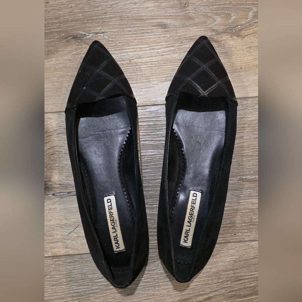 Pretty Karl Lagerfeld Black Pointed Toe Flats
